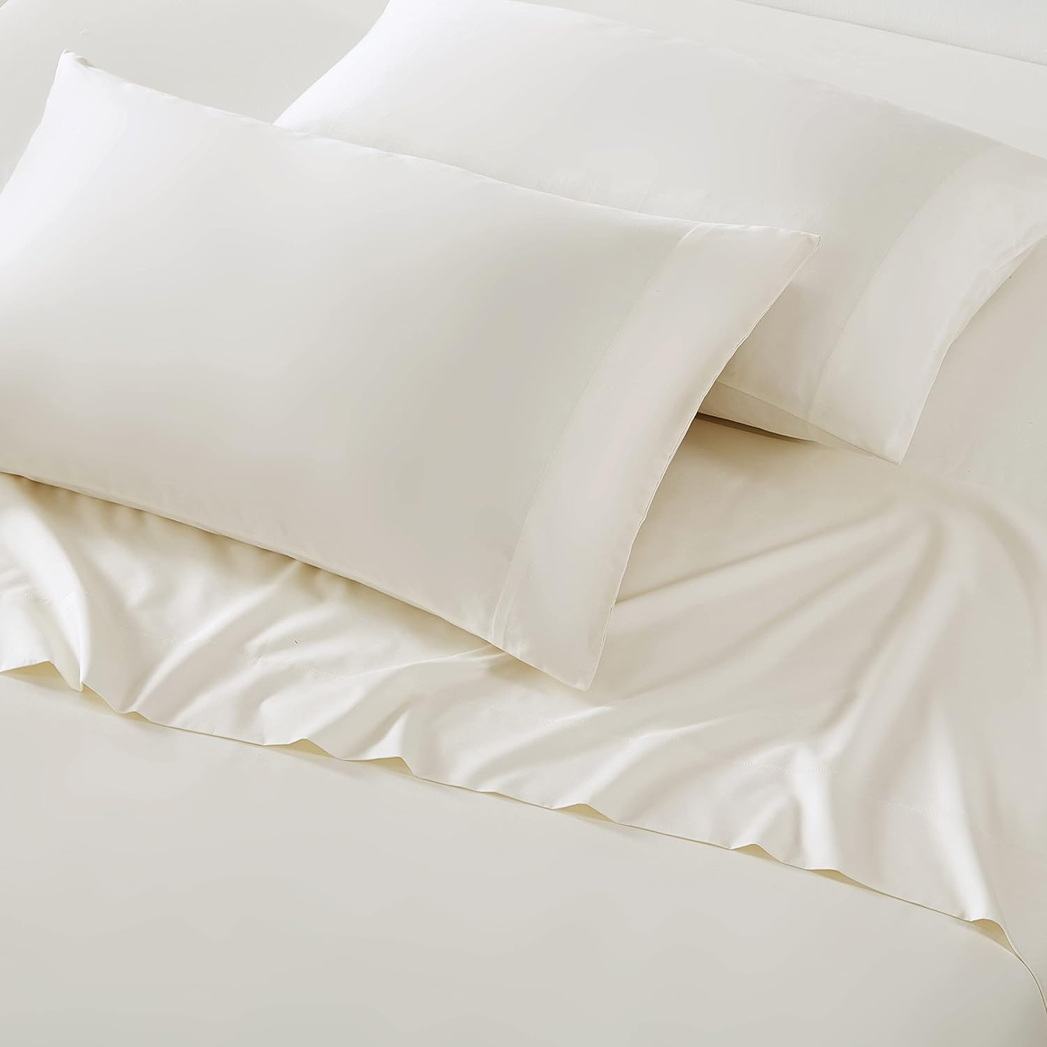 Vera Wang - Pillow Case Set, Luxury Sateen Cotton Bedding, 800 Thread Count, Soft & Smooth Bedding Set (Ivory, Standard Pillowcases)