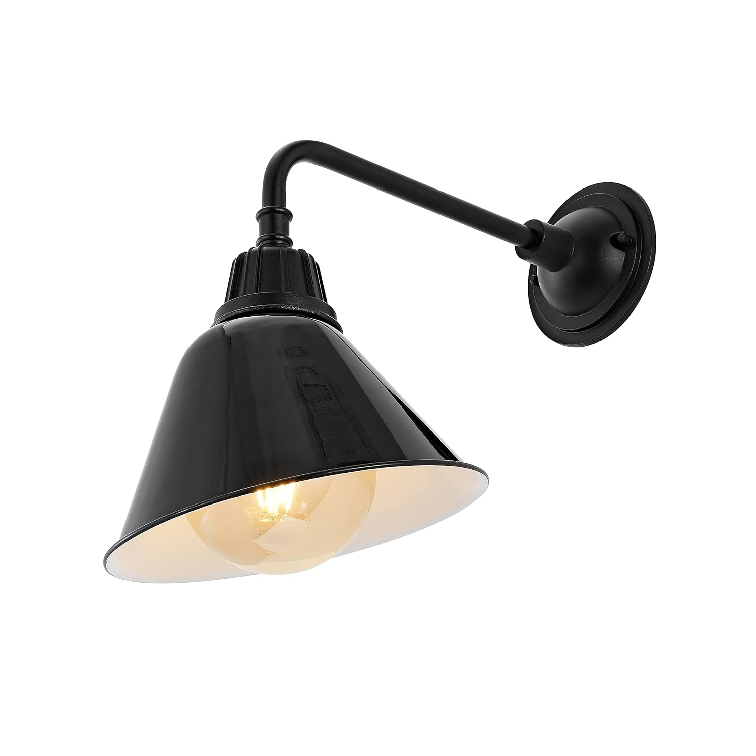 Croydon 9.63" 1-Light Farmhouse Industrial Indoor/Outdoor Iron LED Gooseneck Arm Outdoor Sconce, Black