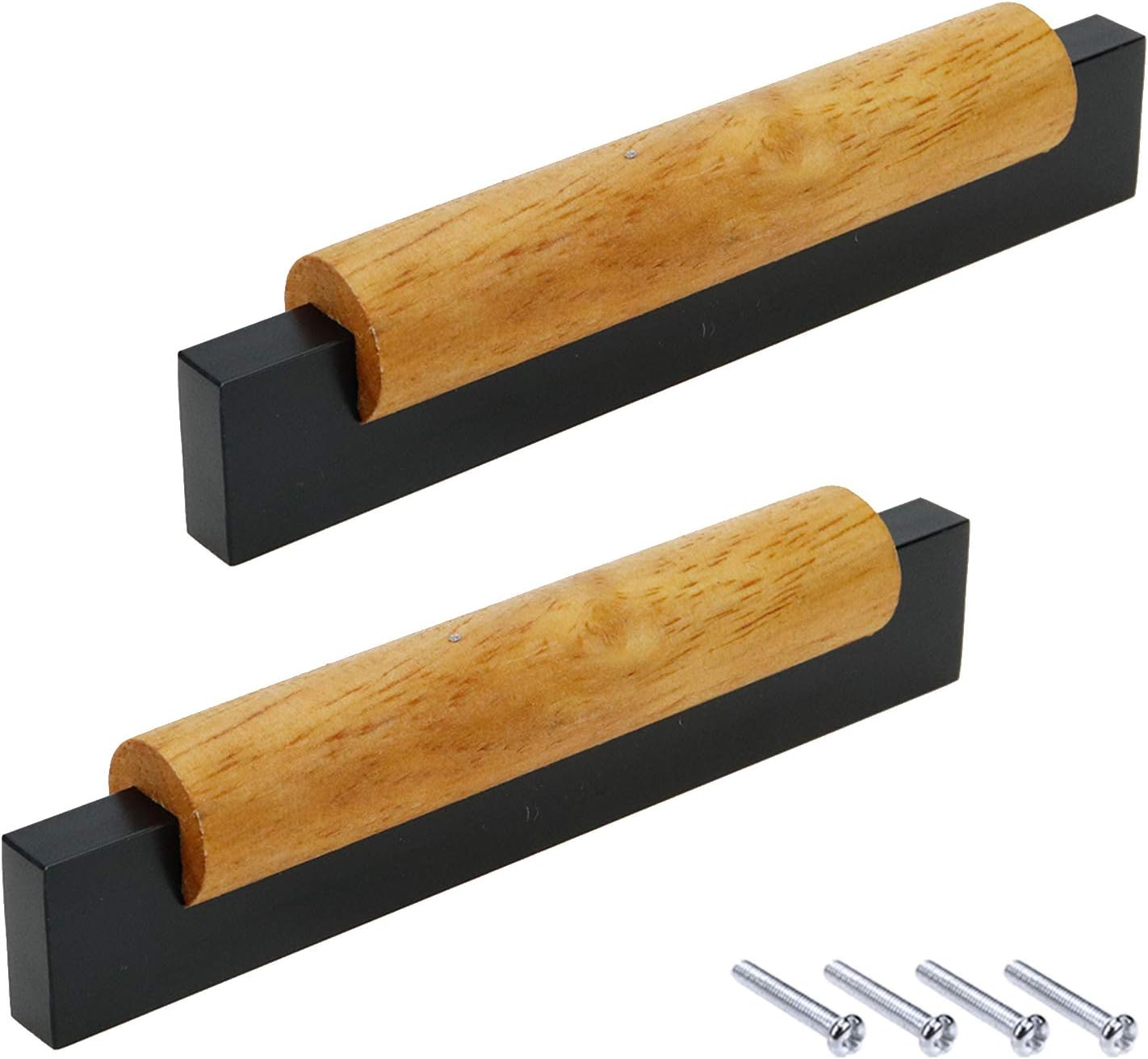 Mcredy Cabinet Handles 3.78 Inch Hole Centers Black Wooden Dresser Drawer Pulls Cbinet Hardware for Close Wardrobes Kitchen Handles Hardware, 2 Packs