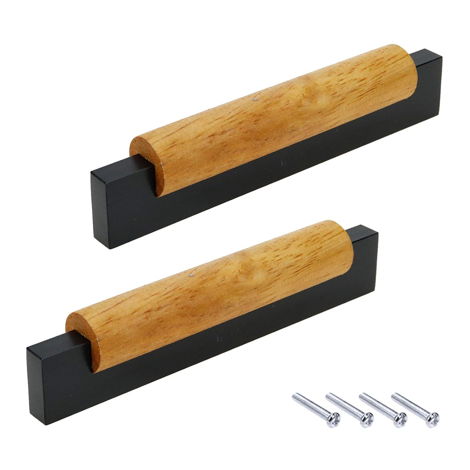 Mcredy Cabinet Handles 3.78 Inch Hole Centers Black Wooden Dresser Drawer Pulls Cbinet Hardware for Close Wardrobes Kitchen Handles Hardware, 2 Packs