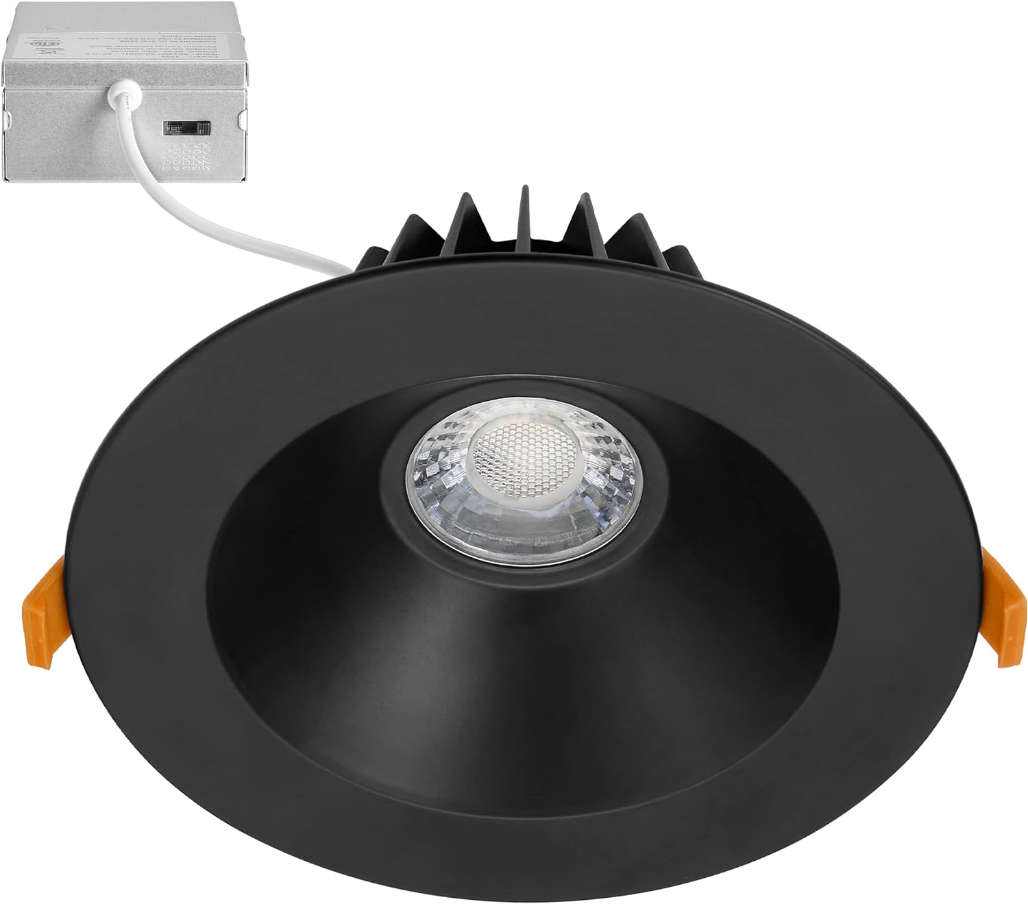 Maxxima 6” Ultra-Thin Recessed Anti-Glare LED Downlight, Canless IC Rated, 1200 Lumens, 5 Color Temperature Select 2700K/3000K/3500K/4000K/5000K, Dimmable, Black Trim, 90 CRI, 5CCT Slim J-Box Included