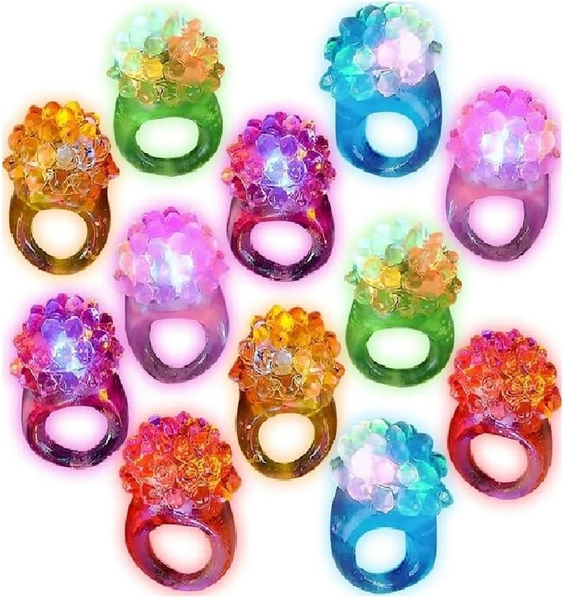 Assorted Multicolor Jelly LED Flashing Party Rings, 96 Count