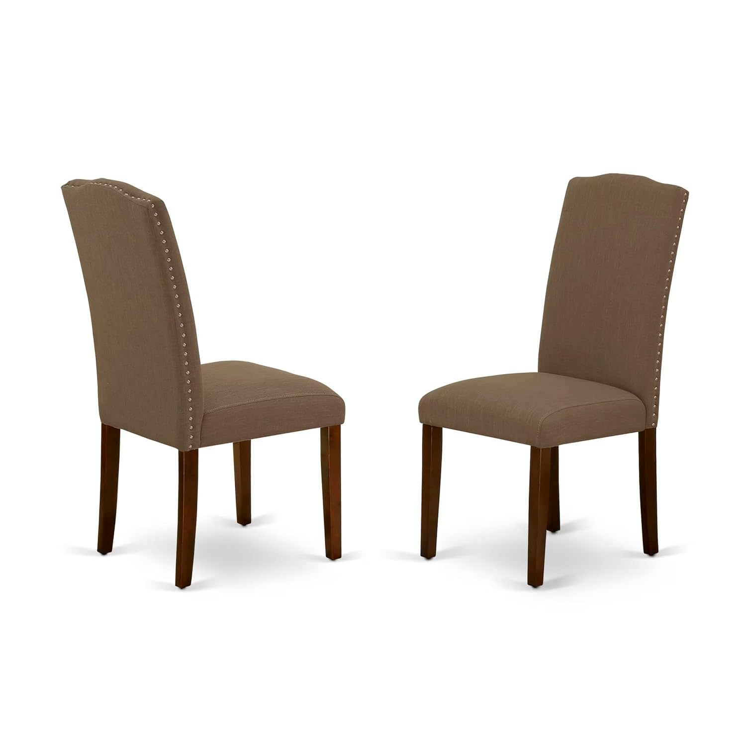 Encinal Parson Chair with Mahogany Leg & Linen Fabric - Dark Coffee - Set of 2