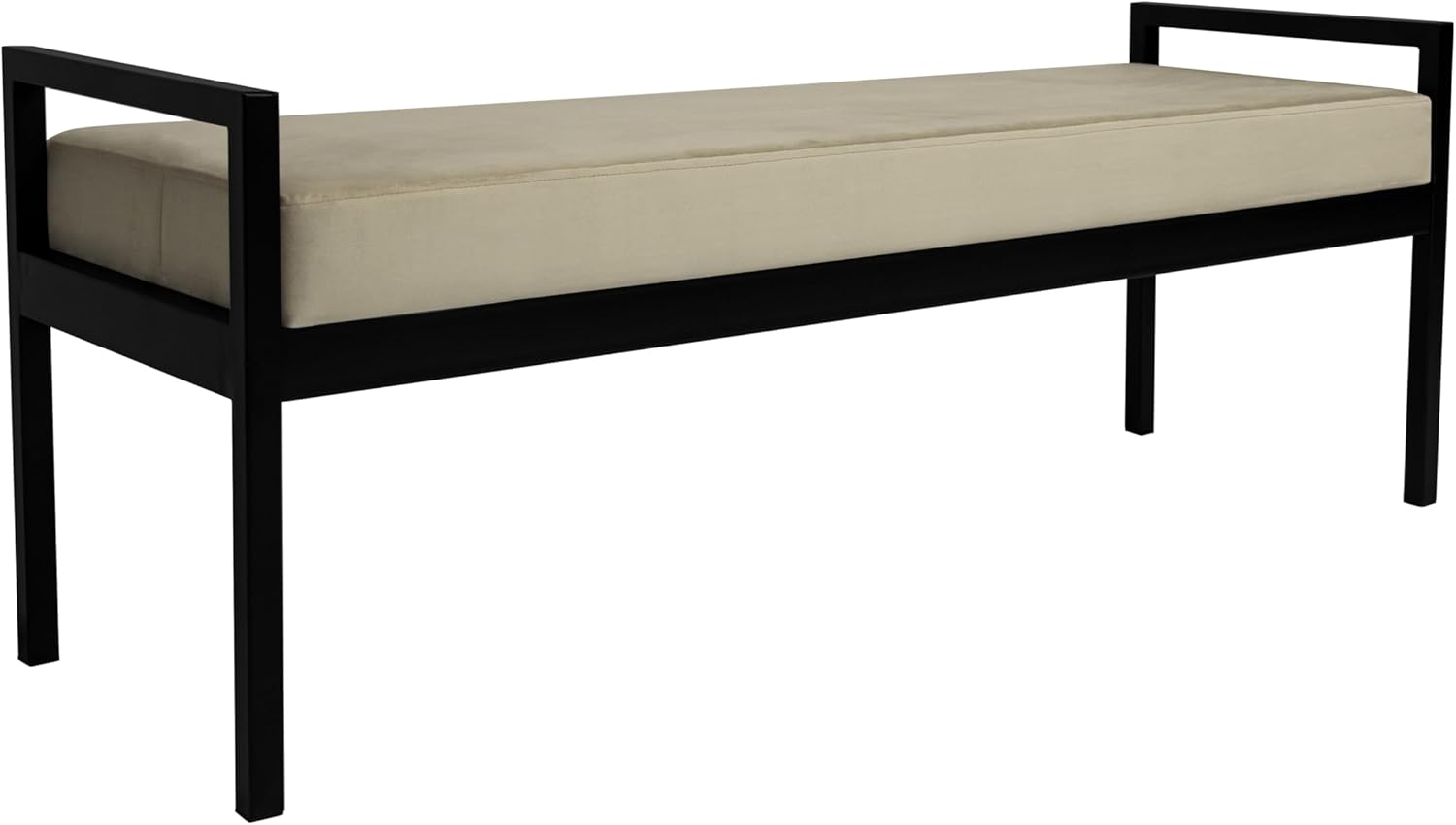HomePop Modern Metal & Velvet Bench, 49.5"W x 17.25"D x 19"H, gray/Black