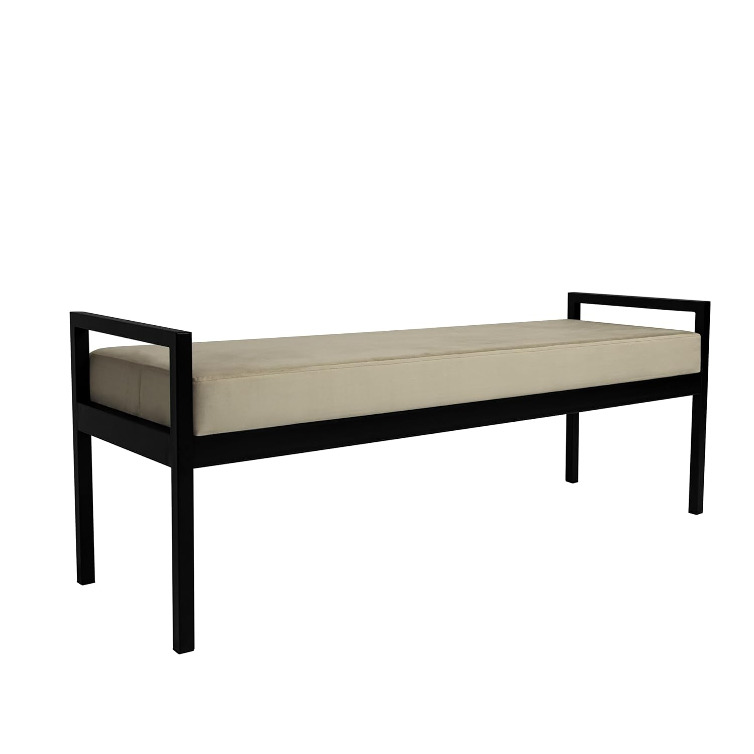 HomePop Moderno Metal y Terciopelo Bench, 49.5"Ancho x 17.25"Profundidad x 19"Alto, Gris/negro
