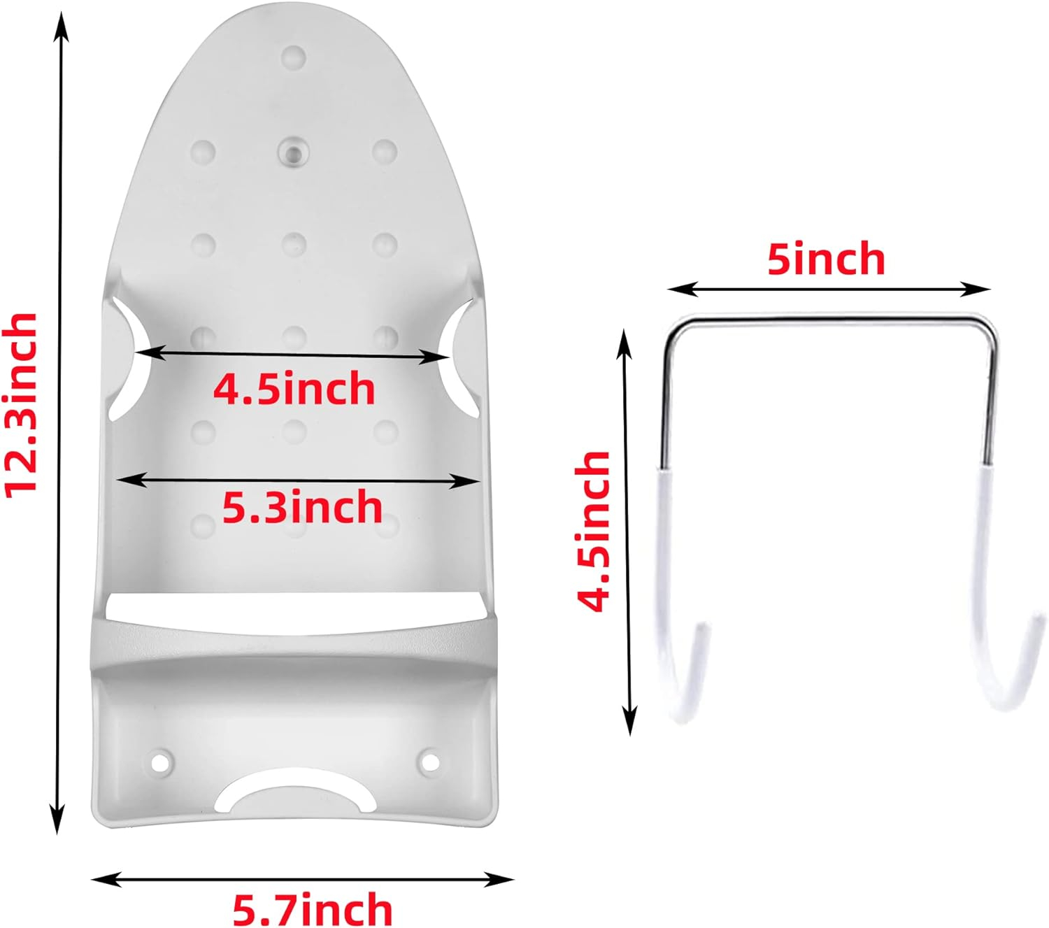 Ironing Board Hanger Wall Mount Electric Iron Holder Household Bathroom Shelf Holder Rack Electric Iron Holder - for Max 5.3 inch Width(White)