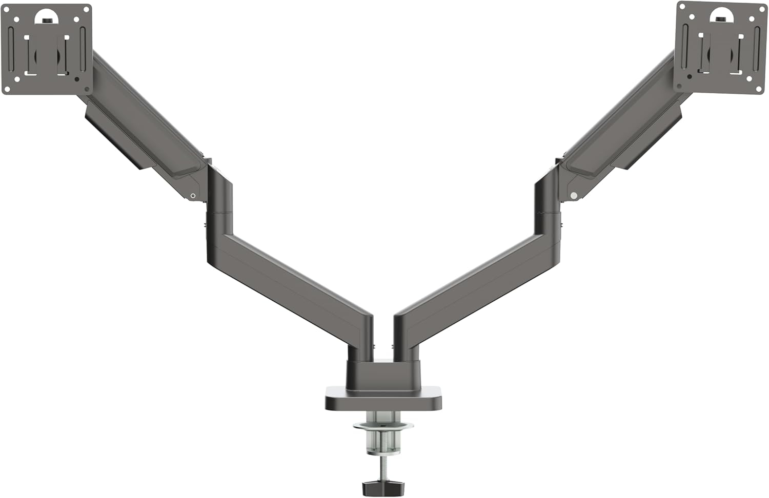 DS-32DMA: Dual Monitor Arm - Full Adjustable Monitor Desk Mount Swivel Vesa Bracket with C Clamp, Grommet Mounting Base up to 32 Inch Computer Screens, Made From Aluminum