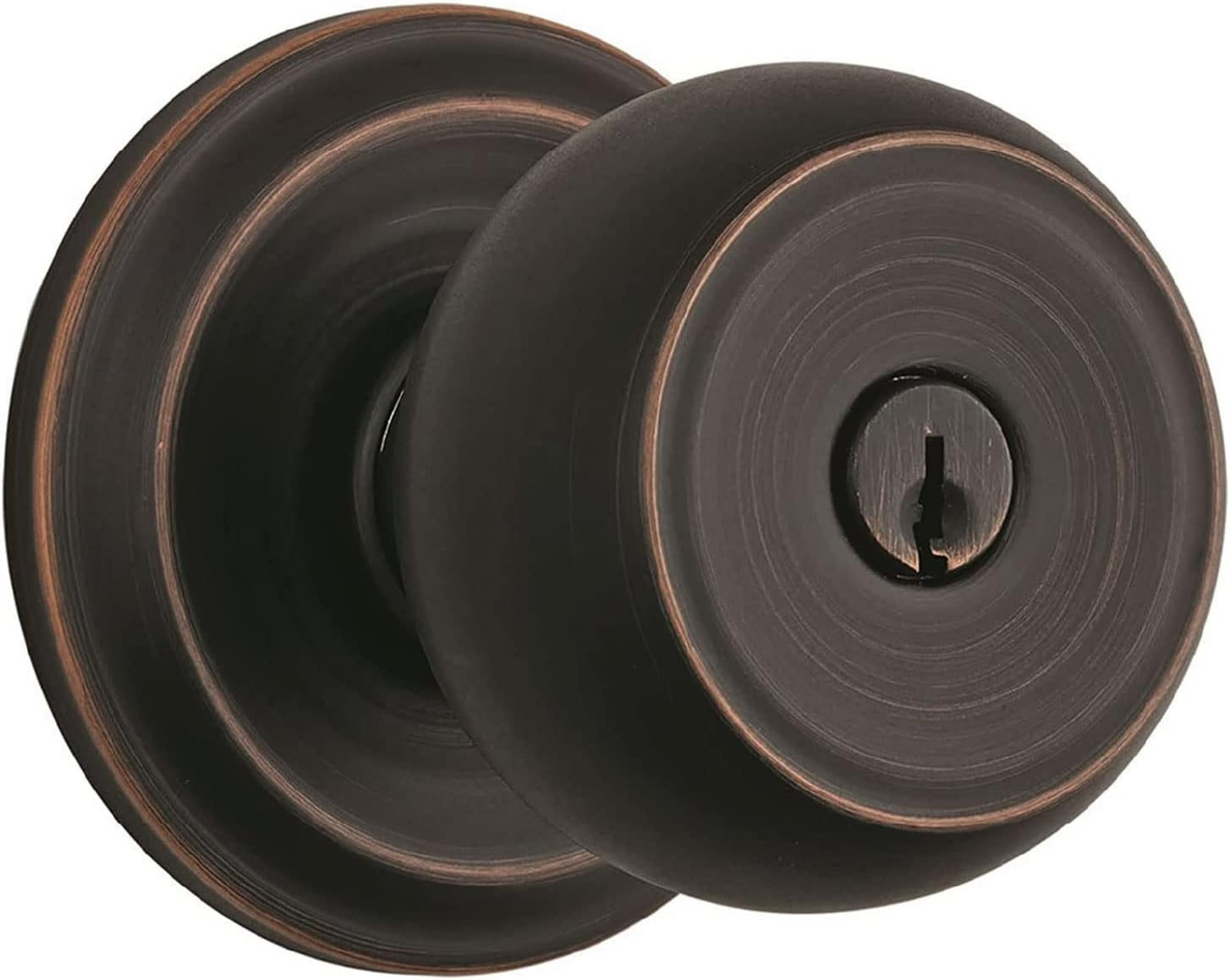 Brinks Push Pull Rotate Stafford Keyed Entry Doorknob in Tuscan Bronze