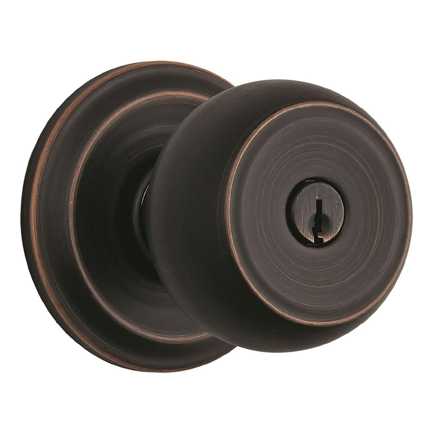 Brinks Push Pull Rotate Stafford Keyed Entry Doorknob in Tuscan Bronze