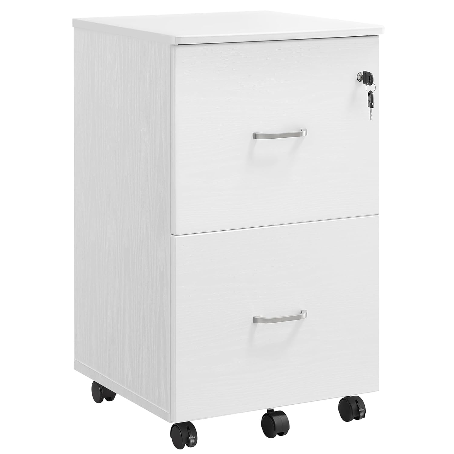 VASAGLE 2-Drawer File Cabinet, Locking Filing Cabinet for Home Office, Small Rolling Printer Stand, A4, Letter-Size Hanging Files, Assembly Required, White ULCD027T46V2