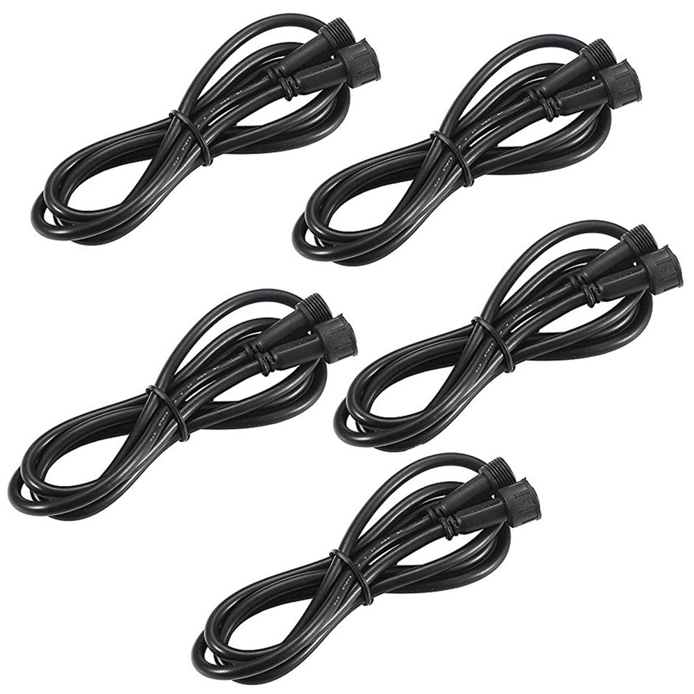 FVTLED Pack of 5, 2m 6.56ft 4Pin Extension Cable Wire with Male and Female Connectors at Both Ends Only RGB Multi-Color LED Deck Light