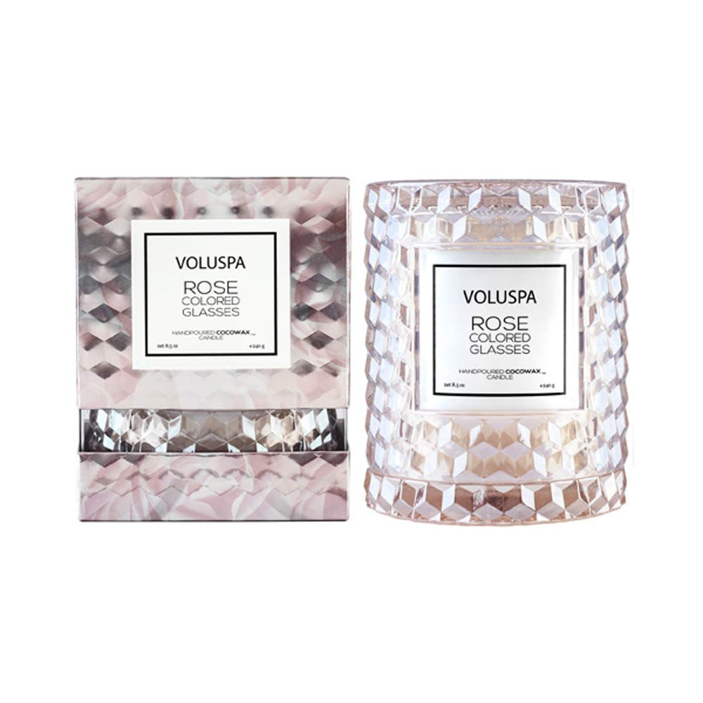 Rose Colored Glasses Textured Glass Candle, 8.5 oz