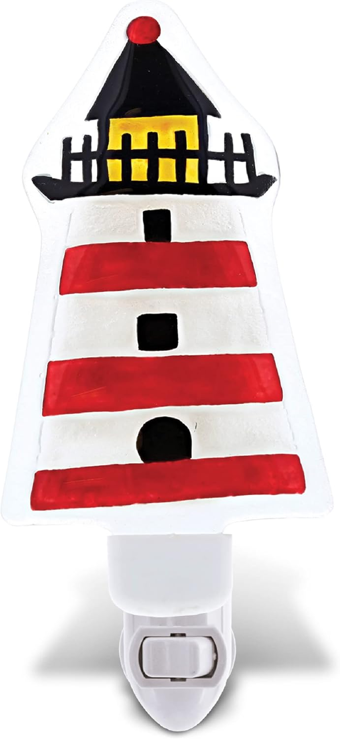 CoTa Global CoTa Global Lighthouse Plug In Glass Night Light Energy Efficient LED Nightlight Wall Decorative Manual On & Off Switch Incandescent Portable Lights for Stairways Bedroom Kitchen Hallw