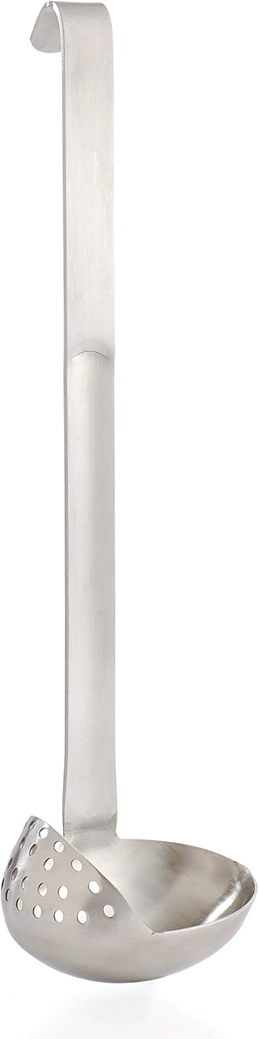 HIC Kitchen Straining Ladle with Spout, 18/8 Stainless Steel, 3-Ounce Capacity