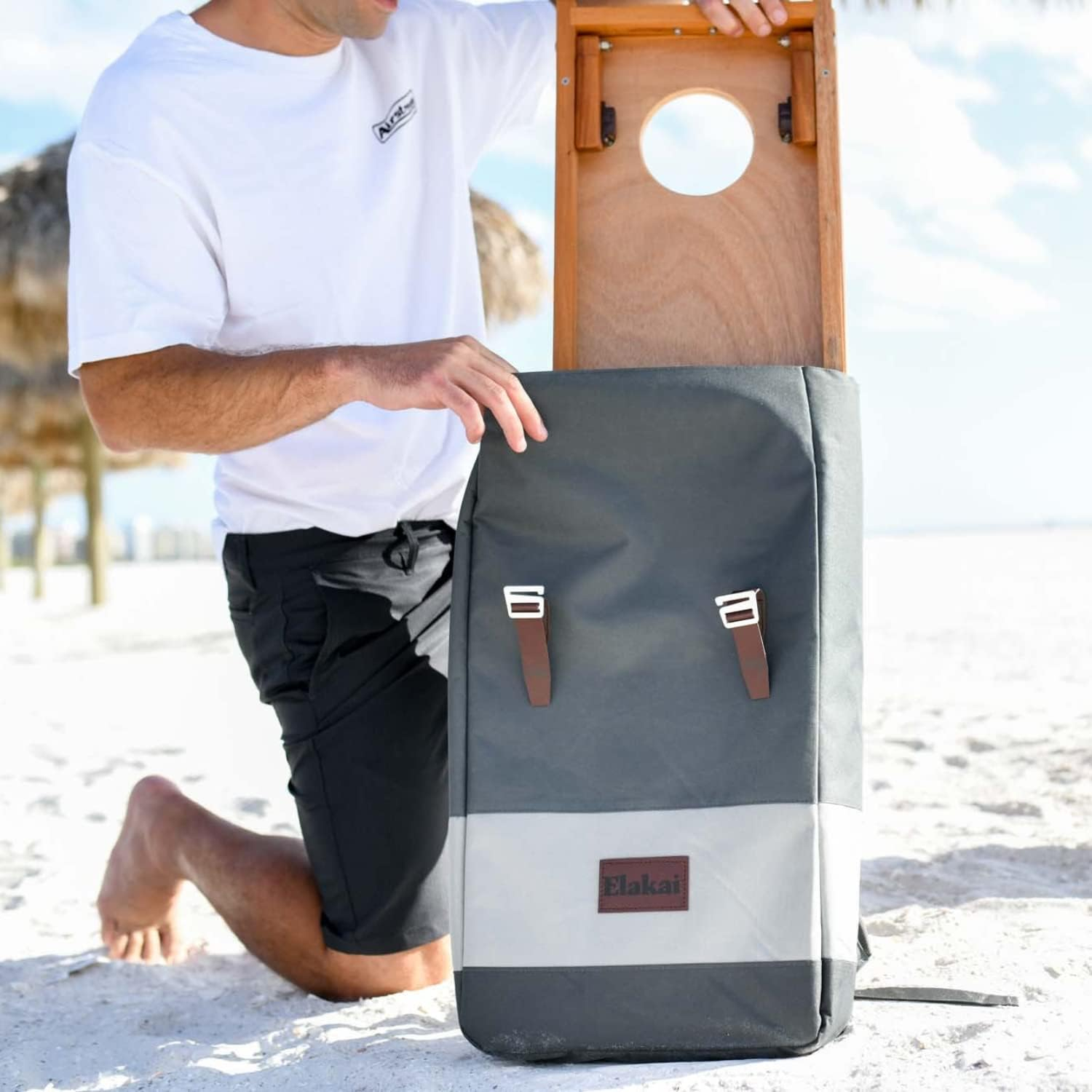 Retro Mahogany Travel Size Cornhole Boards with Backpack