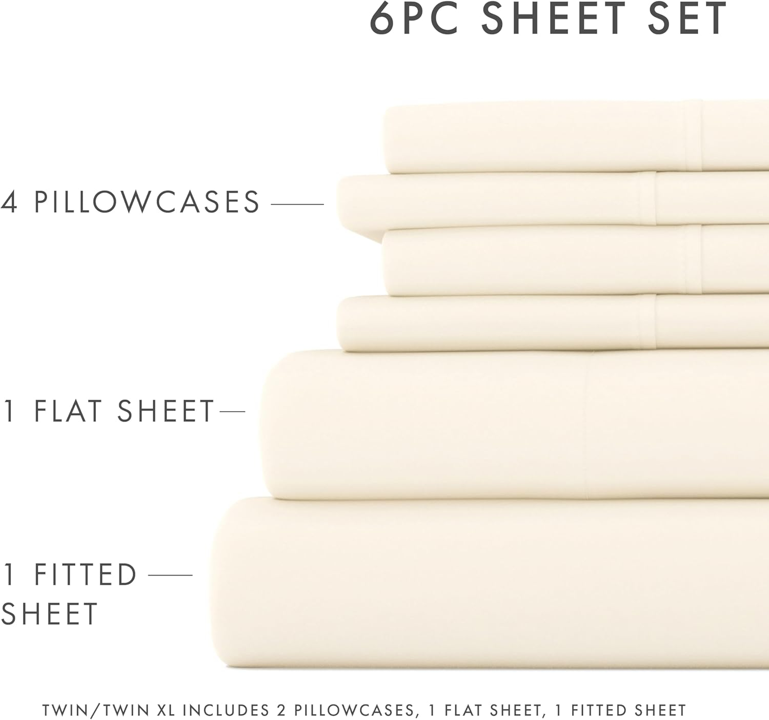 Ivory Twin Deep Pocket Microfiber Bed Sheet Set