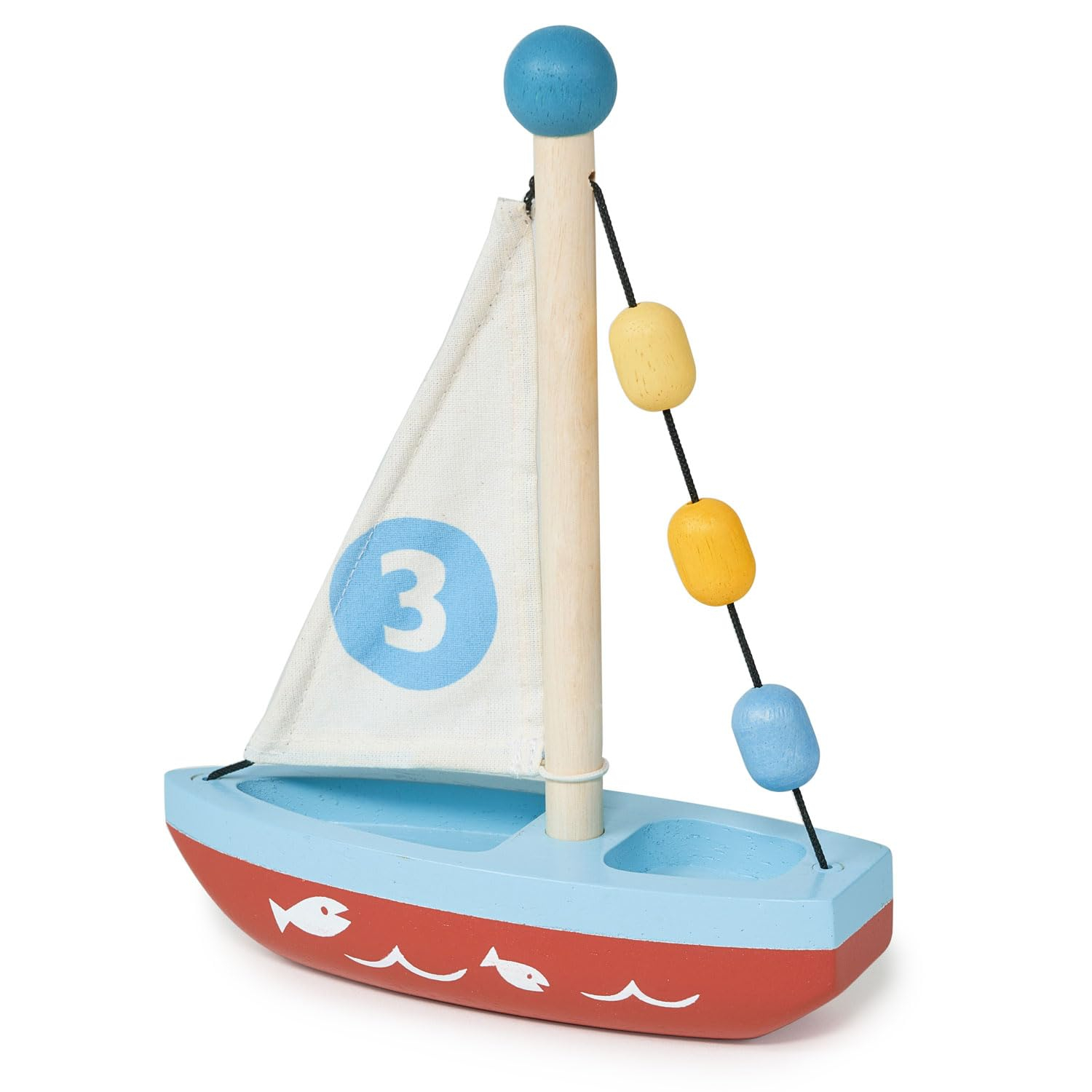 Mentari Toys - Wooden Sailaway Boat - Educational Wooden Sailing Boat Play Set with 3 Colorful Beads - Imaginative Play and Fine Motor Skills, Ship Toy Set for Boys and Girls - Age 18m+
