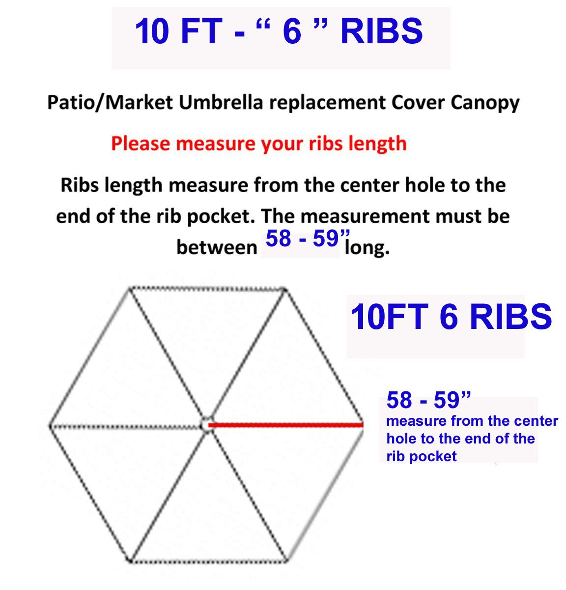 10ft 6 ribs Replacement GREEN STRONG AND THICK Umbrella Canopy (Canopy Only) GREEN-106