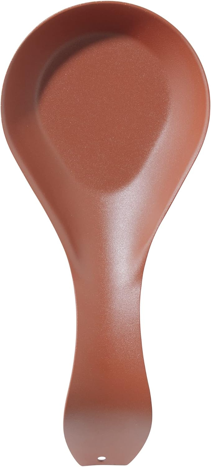 OGGI Stainless Steel Spoon Rest- Long Handle Holds Kitchen Utensils in Place, Great Spoon Rest for Kitchen Counter, Stove Top, or Coffee Station; Kitchen Accessories, Utensil Rest, Brick red
