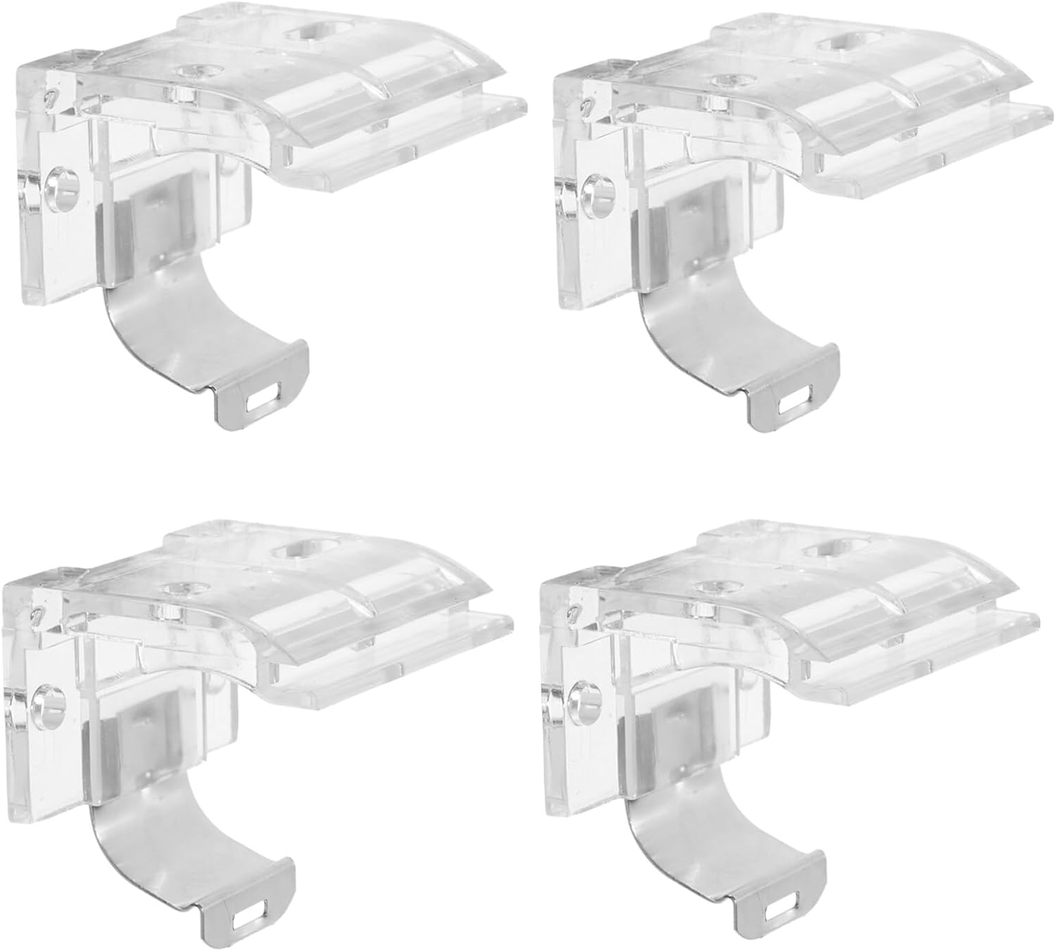 Clear and Silver Metal Cordless Shade Blind Brackets Set