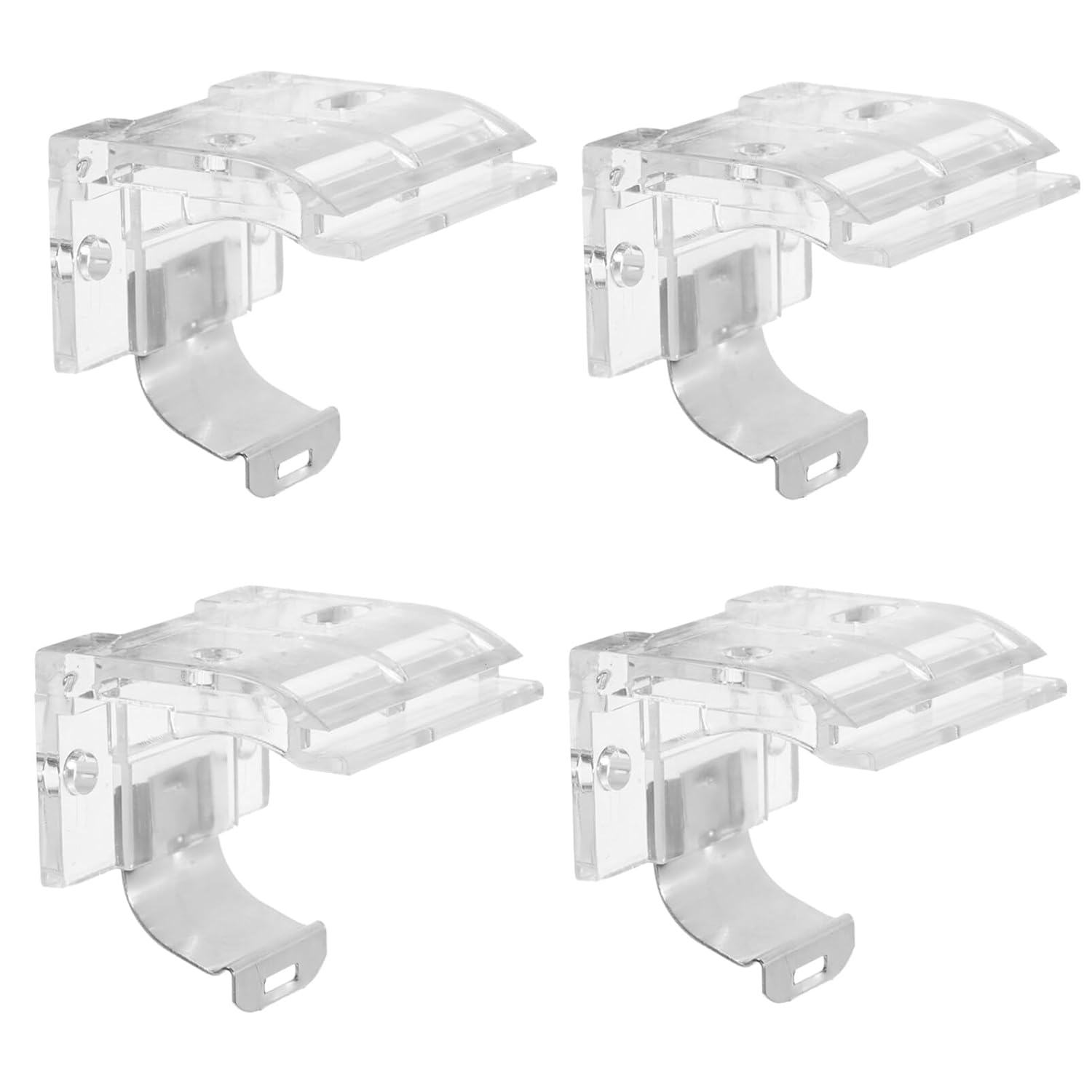 Clear and Silver Metal Cordless Shade Blind Brackets Set
