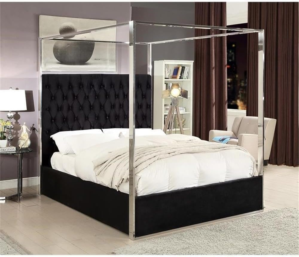Meridian Furniture Porter Tufted Velvet Queen Bed in Black