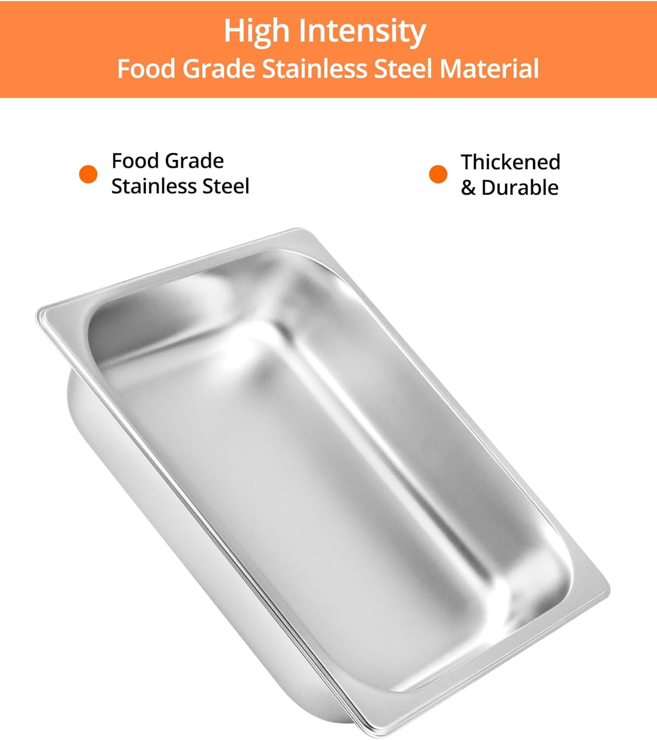 QWORK Stainless Steel Full Size 1/1 Chafing Dish Pan Set, 4 Pack 2.56" Deep 0.03" Thick 8.5L Heat-Resistant Pans with Lids, Steam Table Pans for Catering & Food Service