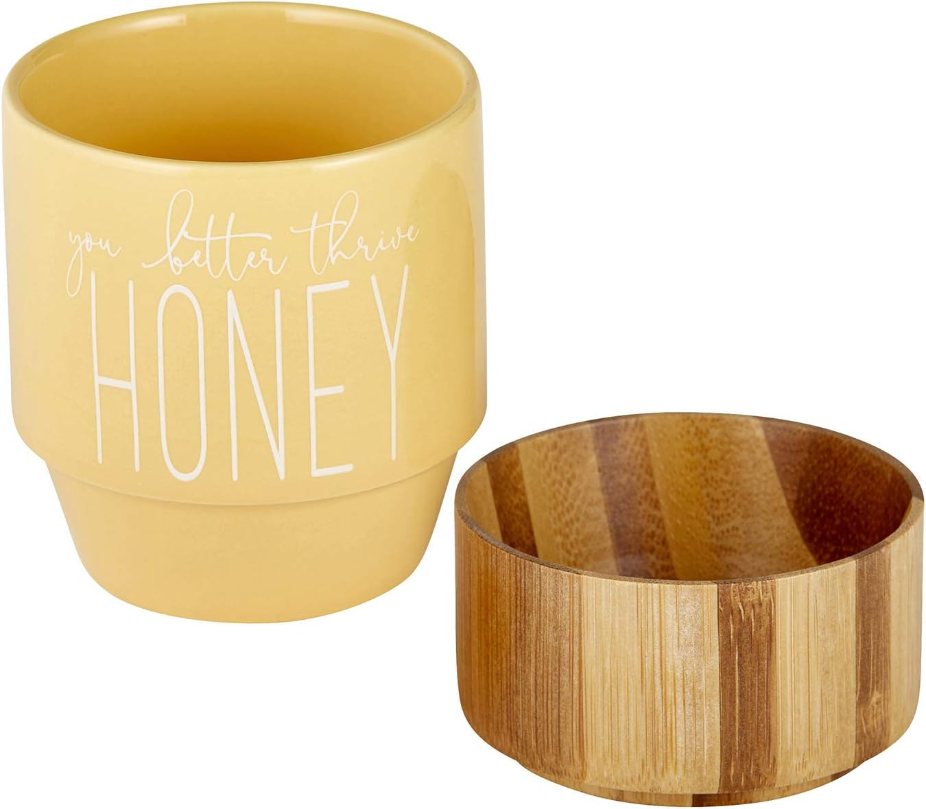 Pretty in Green Ceramic Mug with Bamboo Base - You Better Thrive Honey