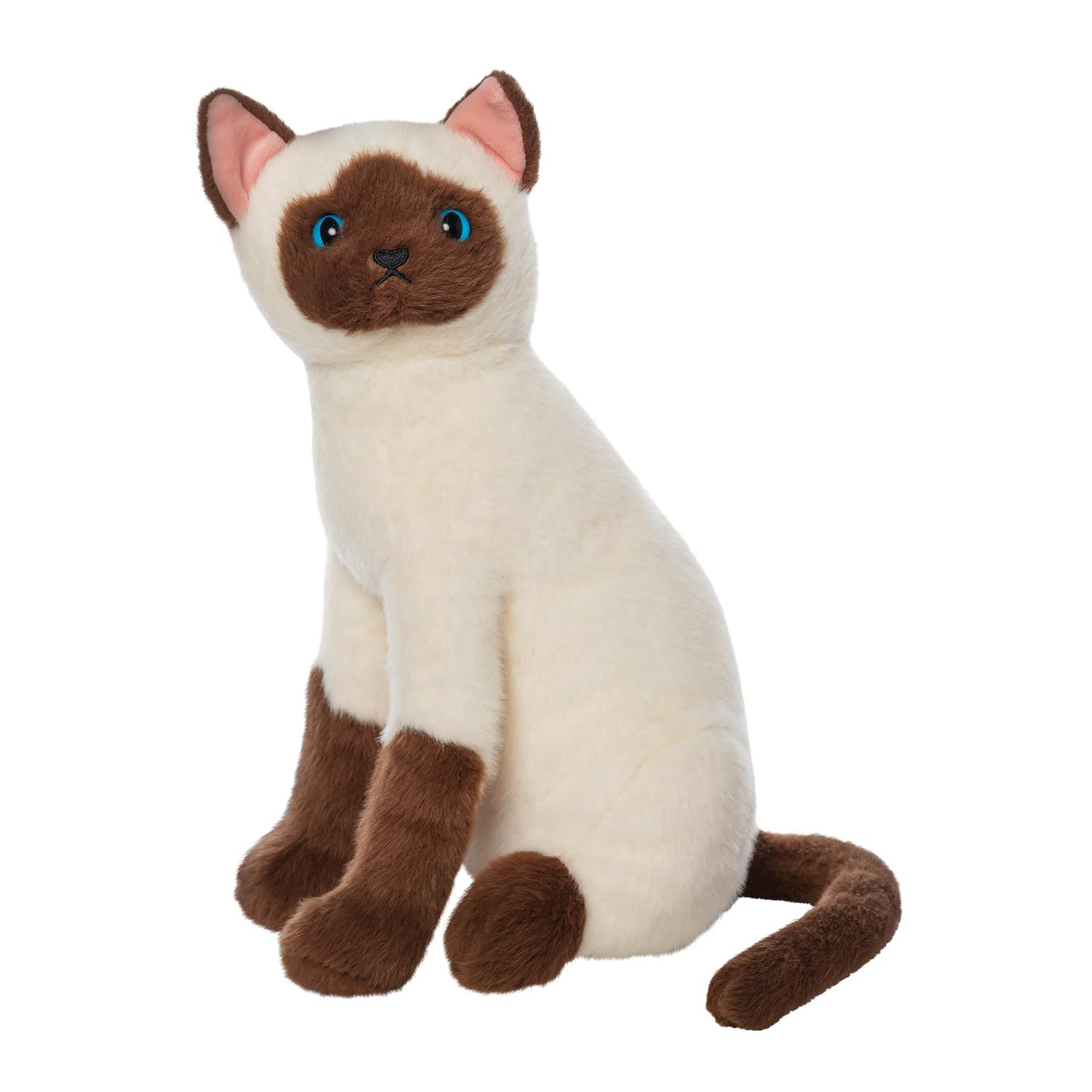 Cream and Brown Plush Siamese Cat Stuffed Animal Companion