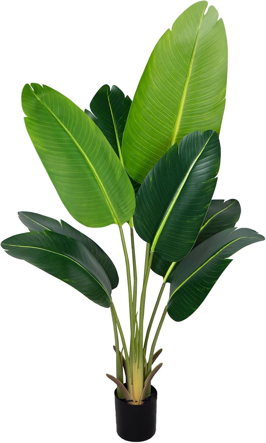 HOMEFAN Artificial Tree Bird of Paradise Artificial Plant 4 Feet Faux Plant with 8 Trunks Artificial Banana Leaf Fake Plants in Pot for Home Decor Indoor Living Room Outdoor Decor Housewarming Gift