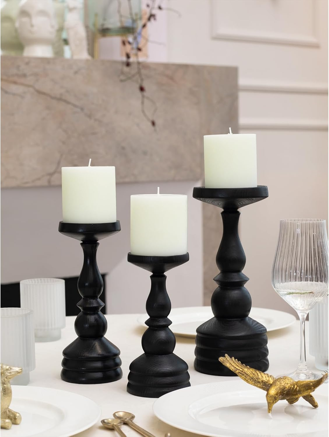 CANDWAX 3x3 Pillar Candle Set of 3 - Decorative Candles Unscented and No Drip Candles - Ideal as Wedding Candles or Large Candles for Home Interior - Ivory Candles Pillar 3x3