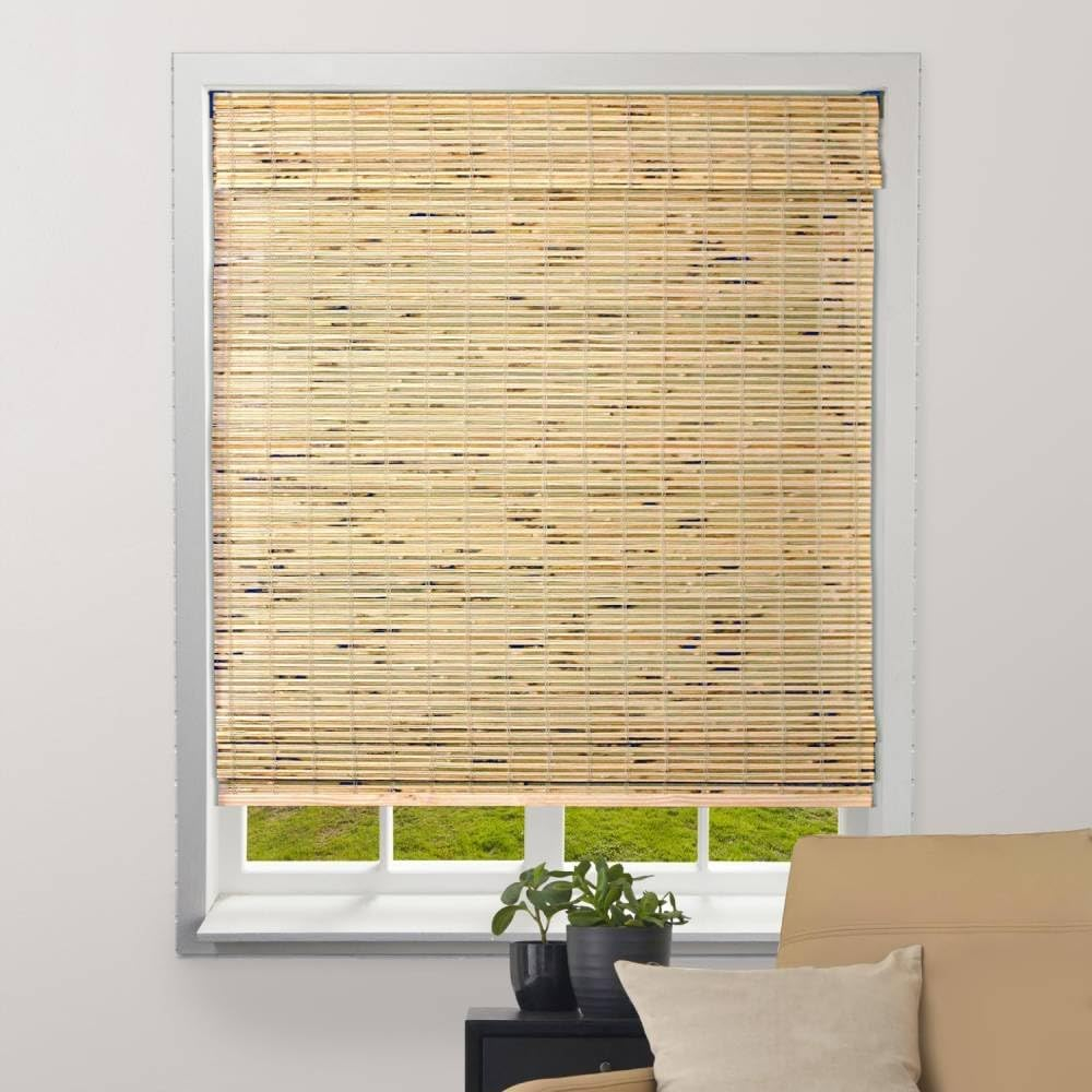 Arlo Blinds Cordless Petite Rustique Bamboo Roman Shades Blinds - Size: 33"W x 74"H, Light Filtering