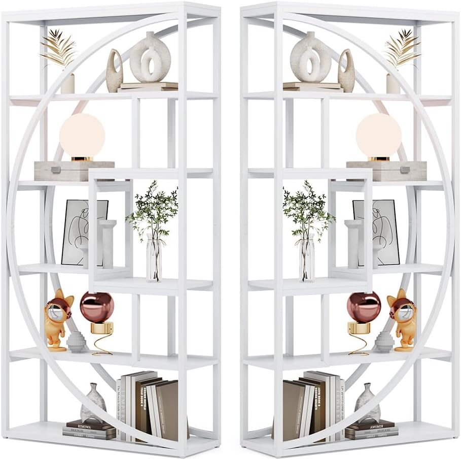 Tribesigns Bookshelf, Industrial 5-Tier Etagere Bookcase, 70.8 inch Tall Bookshelf with 8 Open Storage Shelf, Book Shelf Display Tack Shelving Unit for Home Office Living Room, Rustic Brown