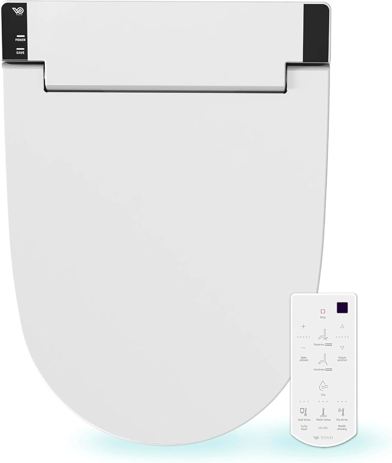 VOVO STYLEMENT VB 6000SE Electronic Smart Bidet Toilet Seat Heated Seat Warm Dry and Water LED Nightlight One piece Toilet Bidet Seat Elongated White