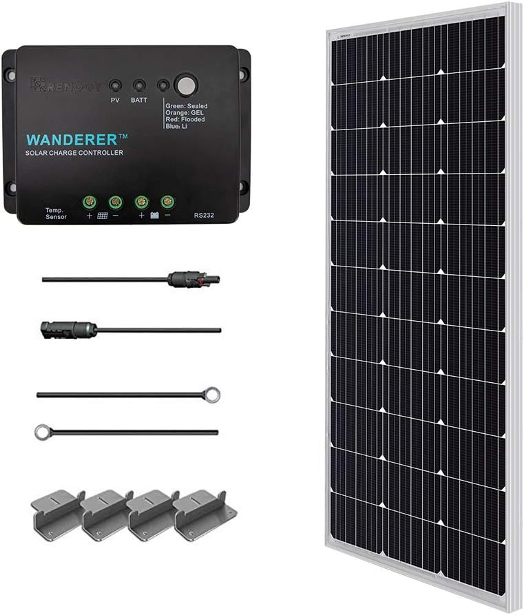 Renogy 100W Solar Pannel Kit with 30A PWM Charge Controller, 500Wh Daily Output, UL Certified Weatherproof Bluetooth Monitoring Expandable to 400W