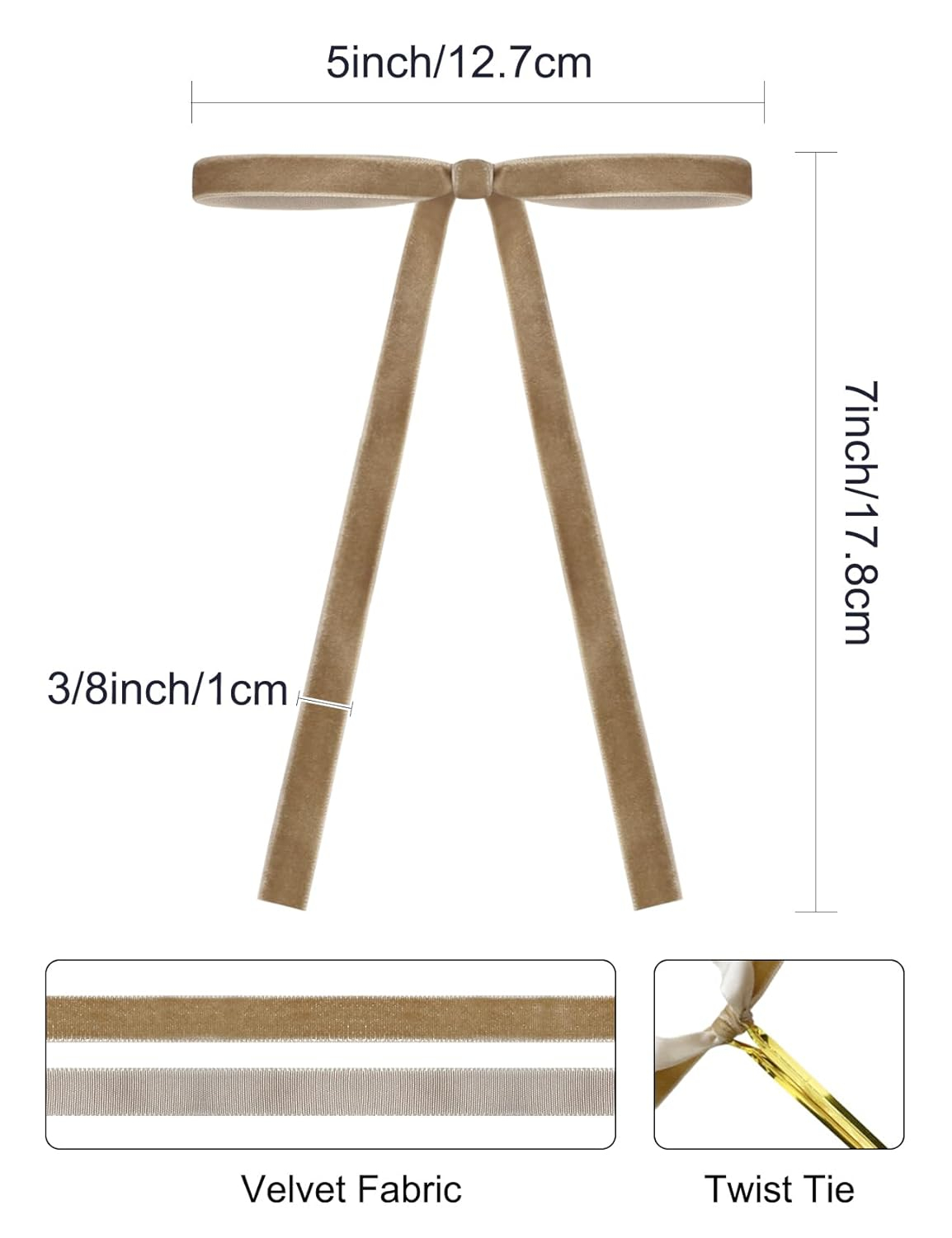 SIMISI RIBBON 24 Pcs Velvet Christmas Tree Bows Door Garland Decor Vintage Wreath Bow (3/8'' Wide, 5 * 7 inch)