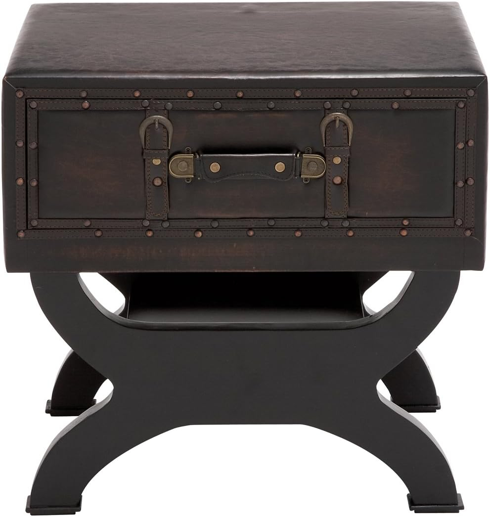 Urban Designs Imported Olde London Suitcase Accent and End Table, Small, Espresso