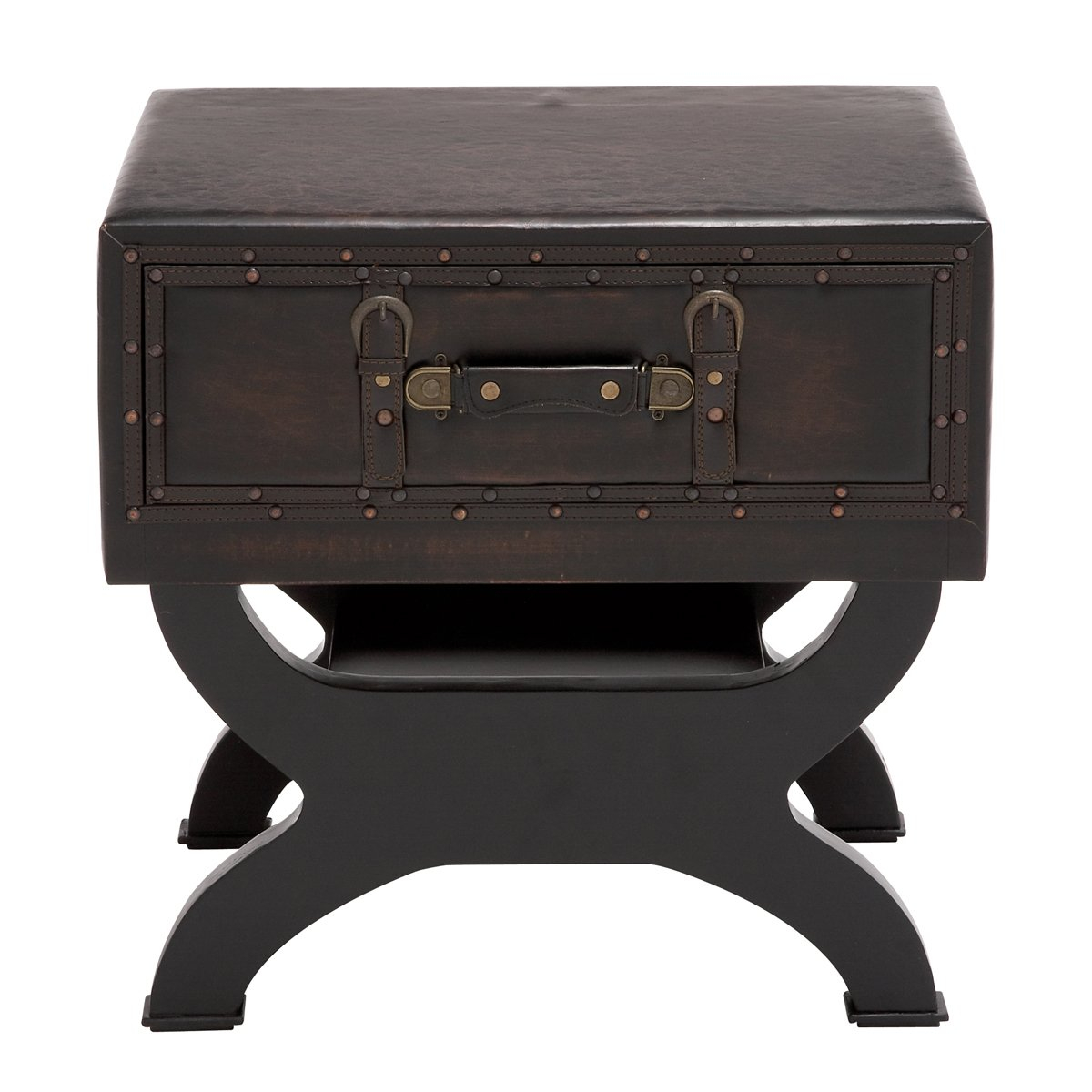 Urban Designs Imported Olde London Suitcase Accent and End Table, Small, Espresso