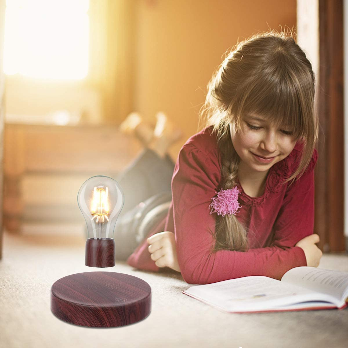 Levitating Light Bulb Lamp Floating and Spinning LED Bulb Light 360 Degree Rotating Magnetic Levitation Bulb Night Lights Table Lamps Home Office Decoration Desk Tech Toys