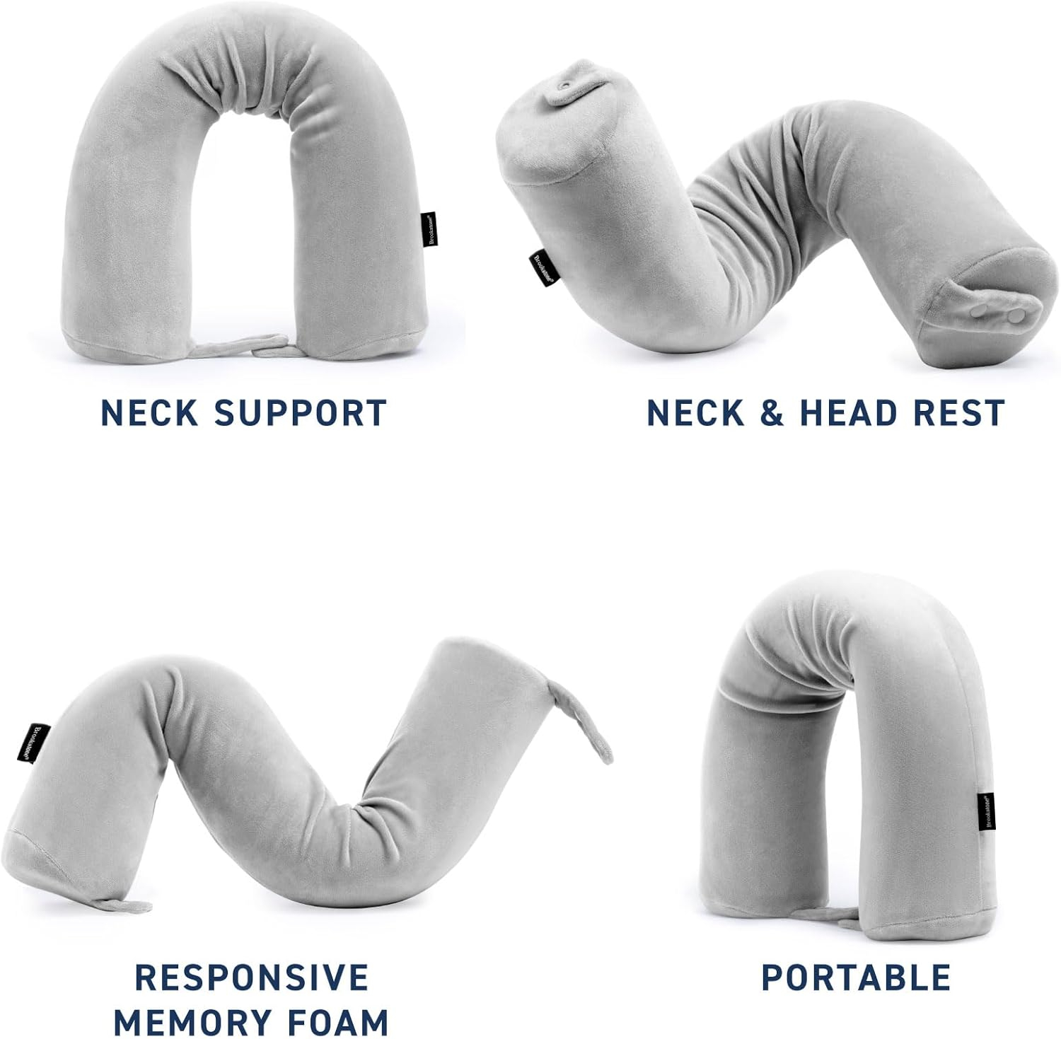 Brookstone Free-Form, Soft and Adjustable Travel Memory Foam Pillow for Neck and Lumbar Support