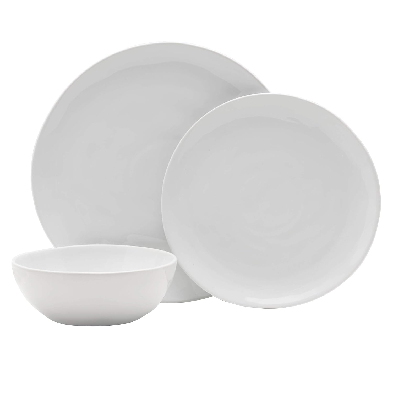 White Porcelain 12-Piece Dinnerware Set, Service for 4