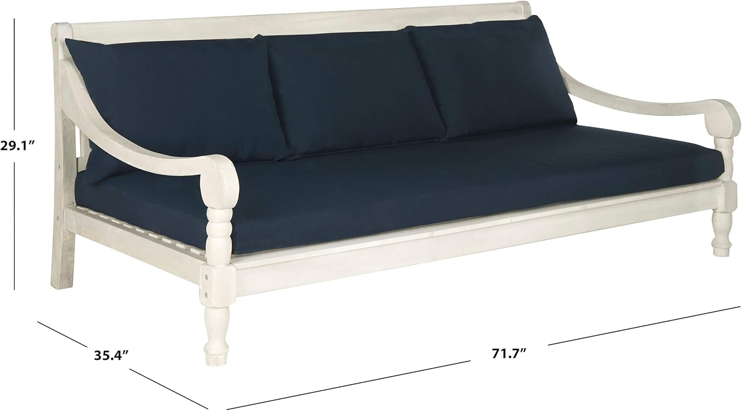 SAFAVIEH  OUTDOOR Pasadena Day Bed Antique White / Navy