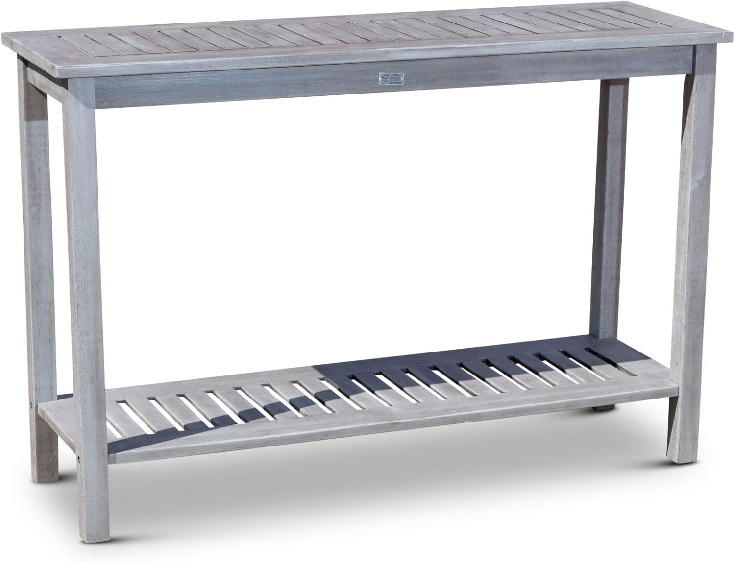 DTY  Outdoor Living Longs Peak Eucalyptus Console Table Driftwood Gray