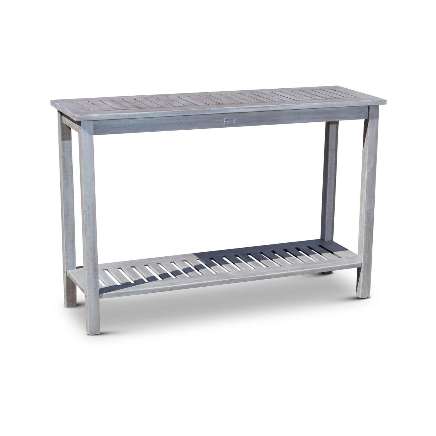 DTY  Outdoor Living Longs Peak Eucalyptus Console Table Driftwood Gray