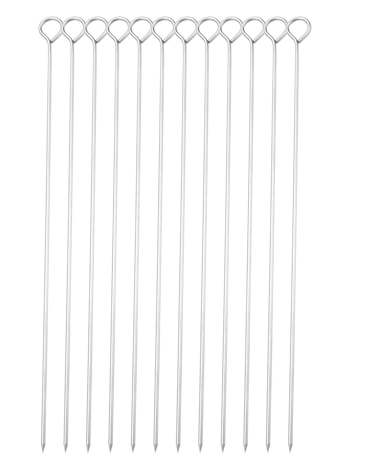 12 Inch Barbecue Skewers, 12Pcs Stainless Steel BBQ Skewers, Shish Kebab Kabob Skewers by HONSHEN