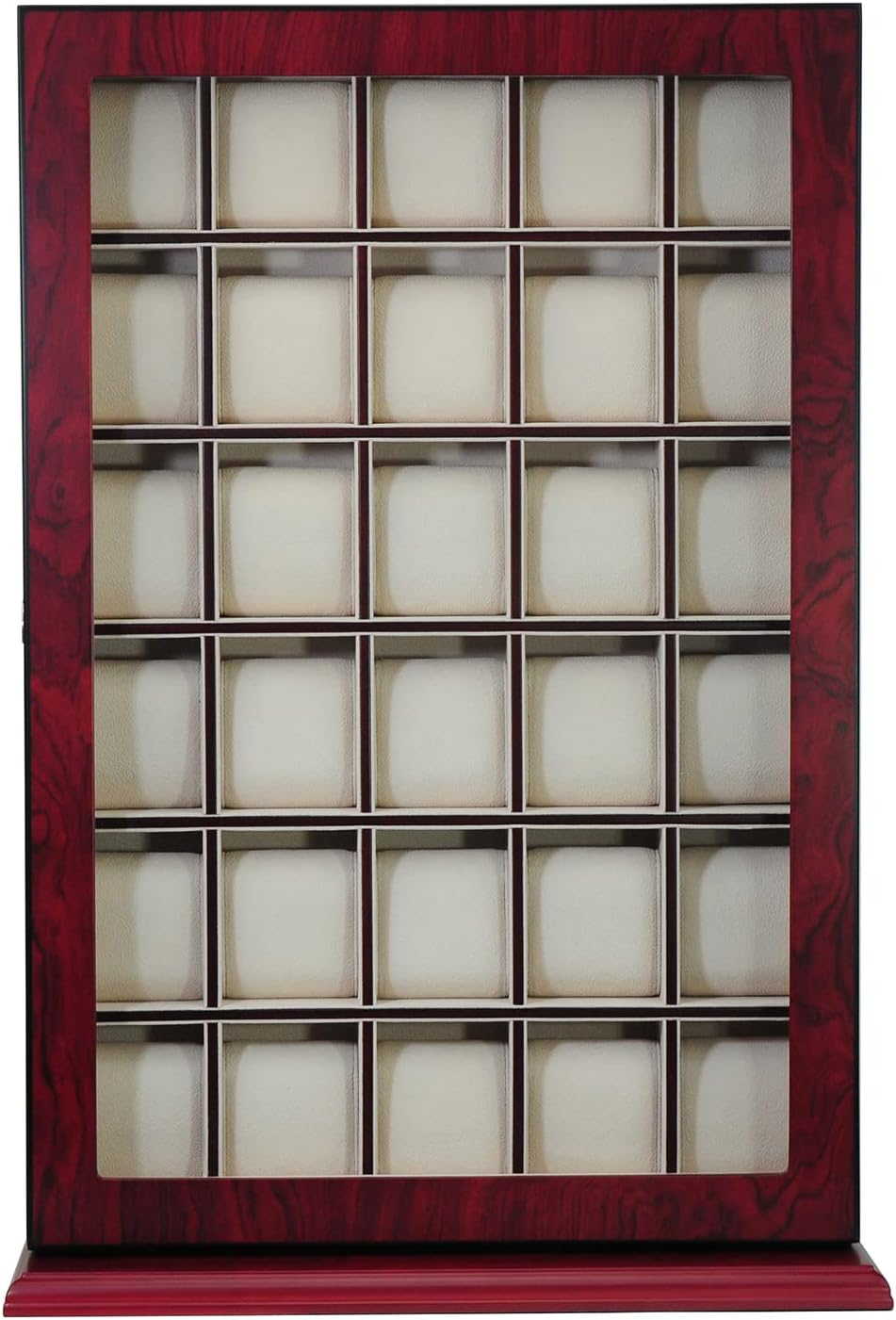Cherry Wood 30-Slot Wall Mounted Watch Display Case
