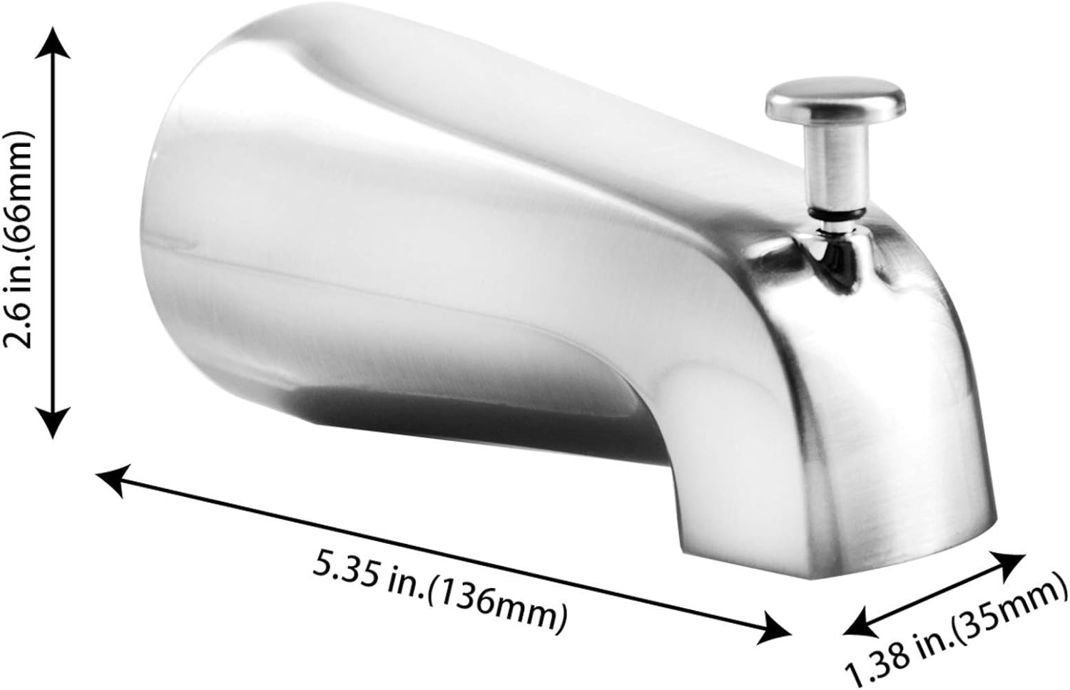 SENTO Silver Universal Bathroom Tub Spout with Diverter, Heavy Duty Durable Metal Bathtub Faucet with Shower Diverter - 4 Inches 1/2" IPS Inside Thread, Polished Chrome