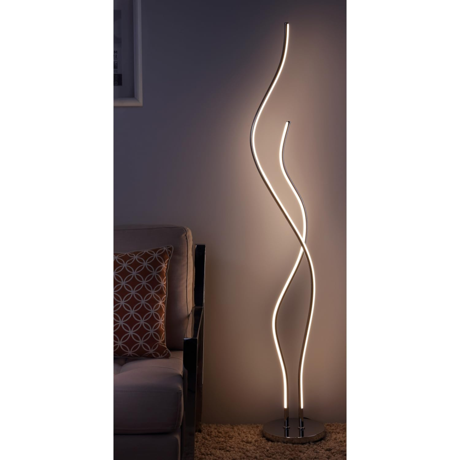 Jonathan Y JYL7008A Cairo 63.75" LED Integrated Floor Lamp, Modern, Contemporary, Office, Living Room, Family Room, Dining Room, Bedroom, Guest Room, Hallway, Foyer, Chrome