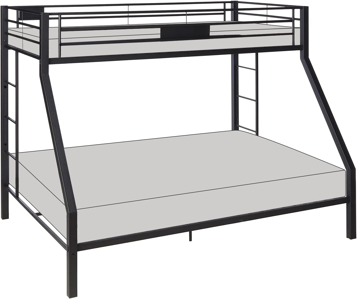 ACME Limbra Twin XL/Queen Bunk Bed Frame w/ Ladders & Guardrail, Black Sand