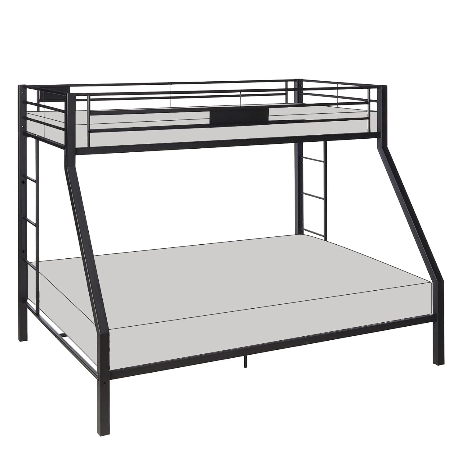 ACME Limbra Twin XL/Queen Bunk Bed Frame w/ Ladders & Guardrail, Black Sand